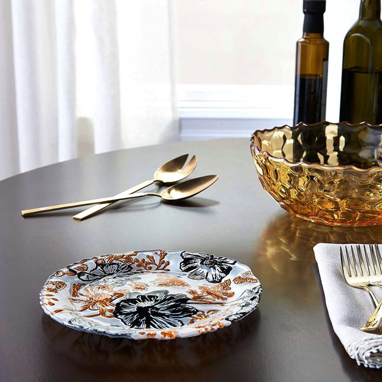 Red Pomegranate Papillon 8.5'' Glass Appetizer Plate Set of 2 Wayfair